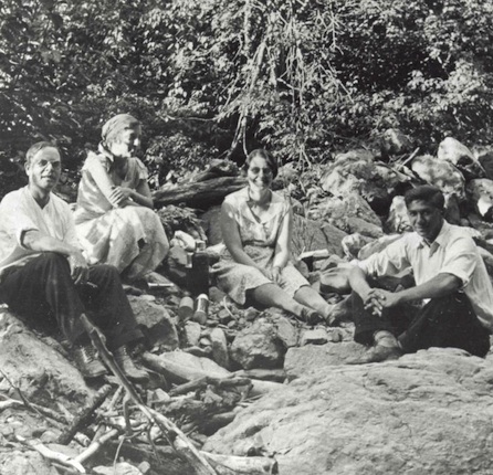 Left to right: Gardner Murphy, Lois Murphy, Barbara Stoddard Burks, Abraham Maslow